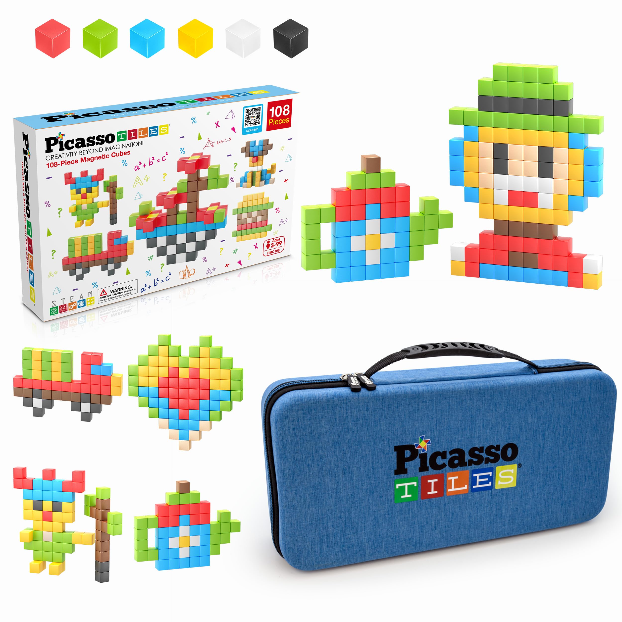 Amazon.com: PicassoTiles 108PC Magnetic Puzzle Cube + Toys